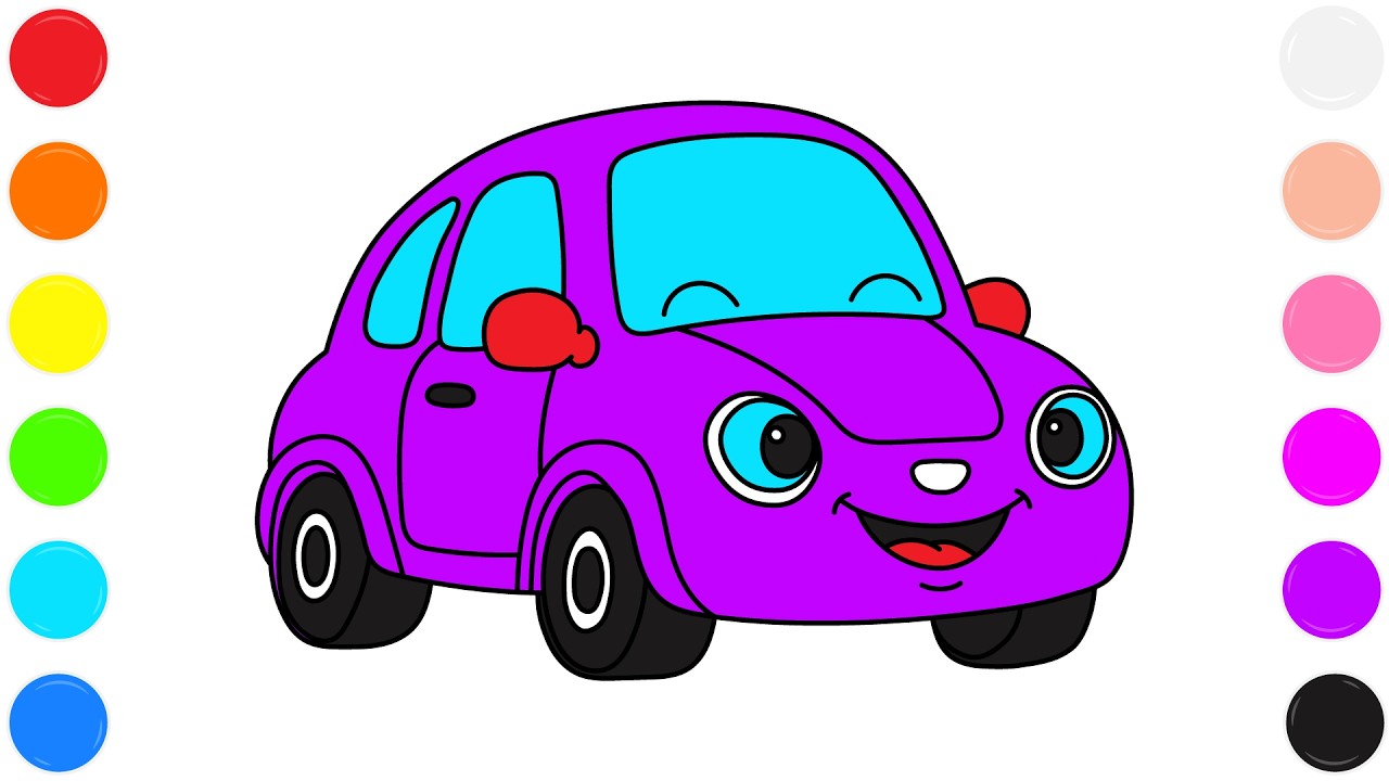 🚗 Car Coloring Page for Kids | Fun Cute Vehicle Drawing Activity