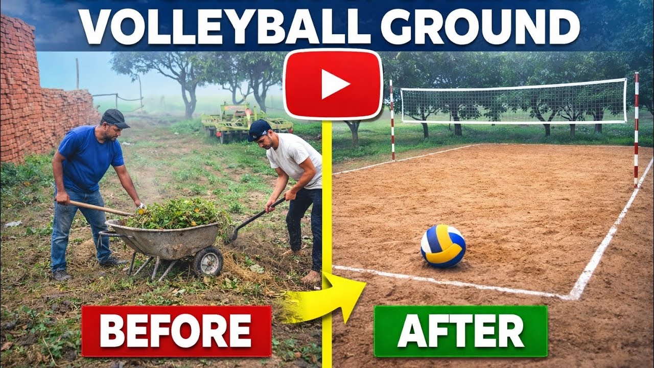 We Cleaned & Created a Volleyball Ground in Our Village | Khet_story #Volleyball #Volleyballground 
