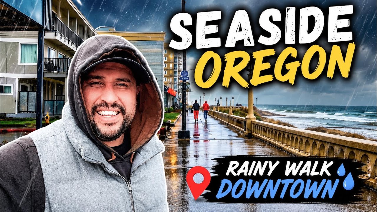 A Rainy Day Walk in Downtown Seaside, Oregon | Shops & Dundee’s Donuts