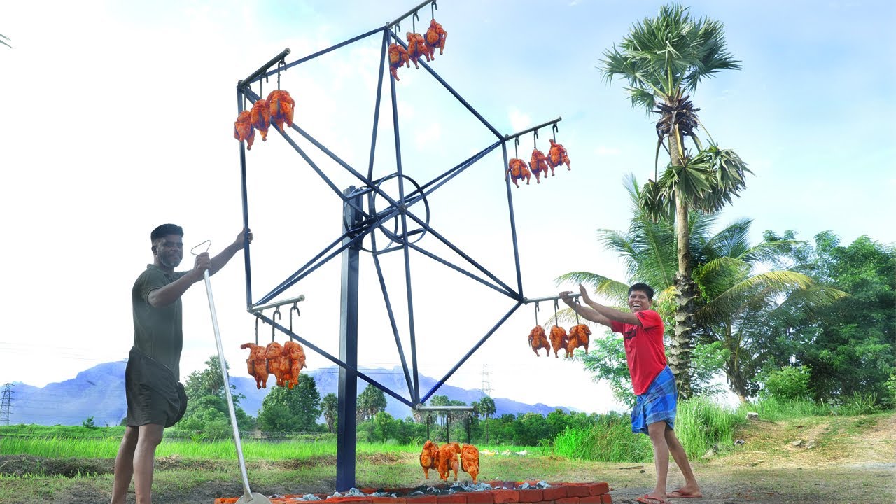 SKY WHEEL CHICKEN | Amazing Sky Wheel Grilled Chicken Recipe | Making In a Village