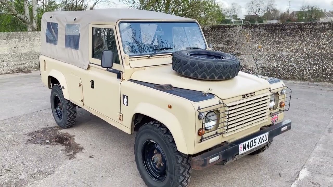 land rover defender 110 2 5D ex military soft top for sale walkaround + starting, idling