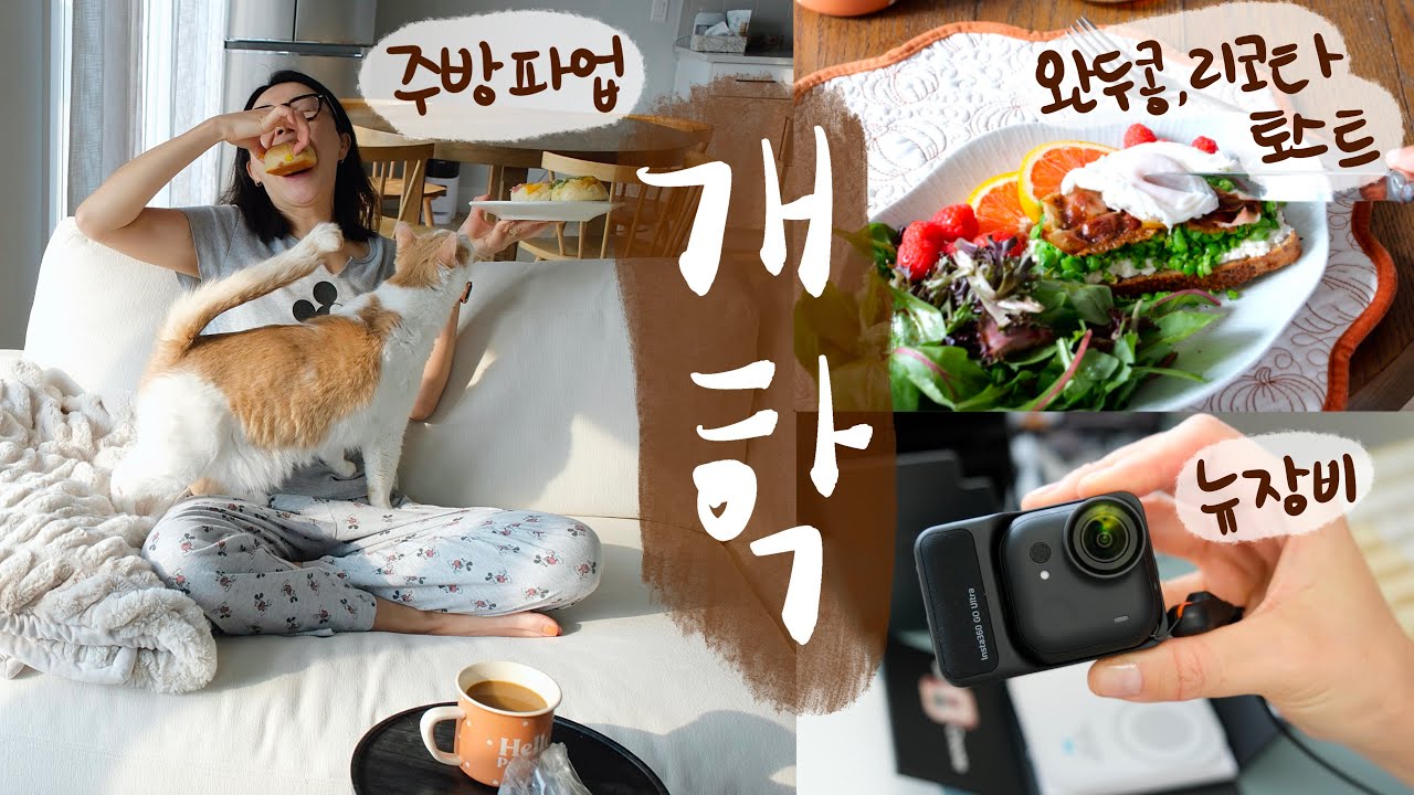 맛도리 브런치 완두콩 리코타 토스트🫛, 요즘 핫한 그 캐머러 Insta360 Go Ultra 언박싱, 하루 분량 폭발😻 두달의 여름방학 끝났다고 엄마 그렇게 신나지 않아 야호💃🏻