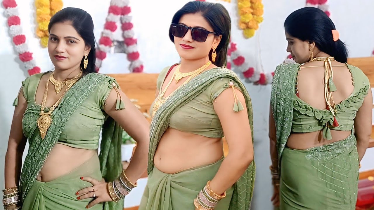 Green Saree Look 🔥 | मेरी फेवरेट साड़ी कलेक्शन | Traditional Desi Look 2025