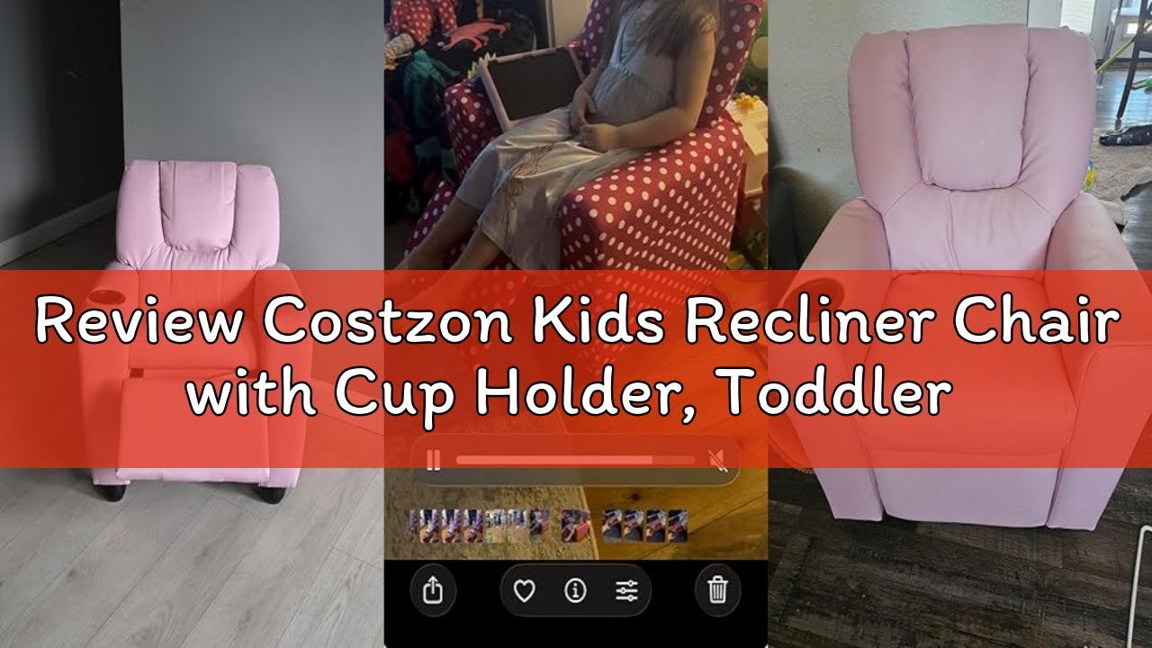 Review Costzon Kids Recliner Chair with Cup Holder, Toddler Adjustable Lounge Chair w/Footrest for B