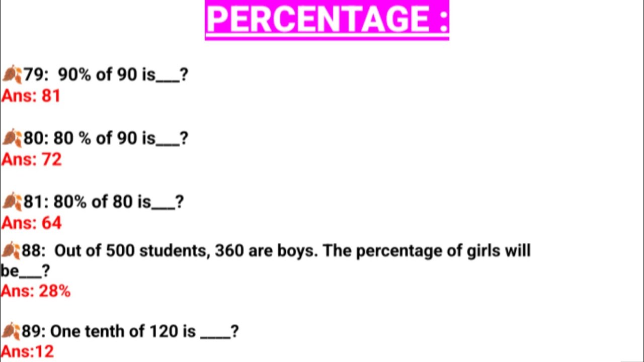 Percentage McQs | Most repeated verbal McQs 