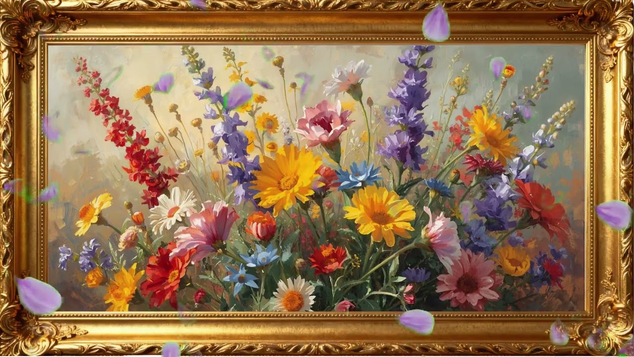 Classic Floral Masterpiece – 4K Oil Painting Wallpaper for Modern Homes