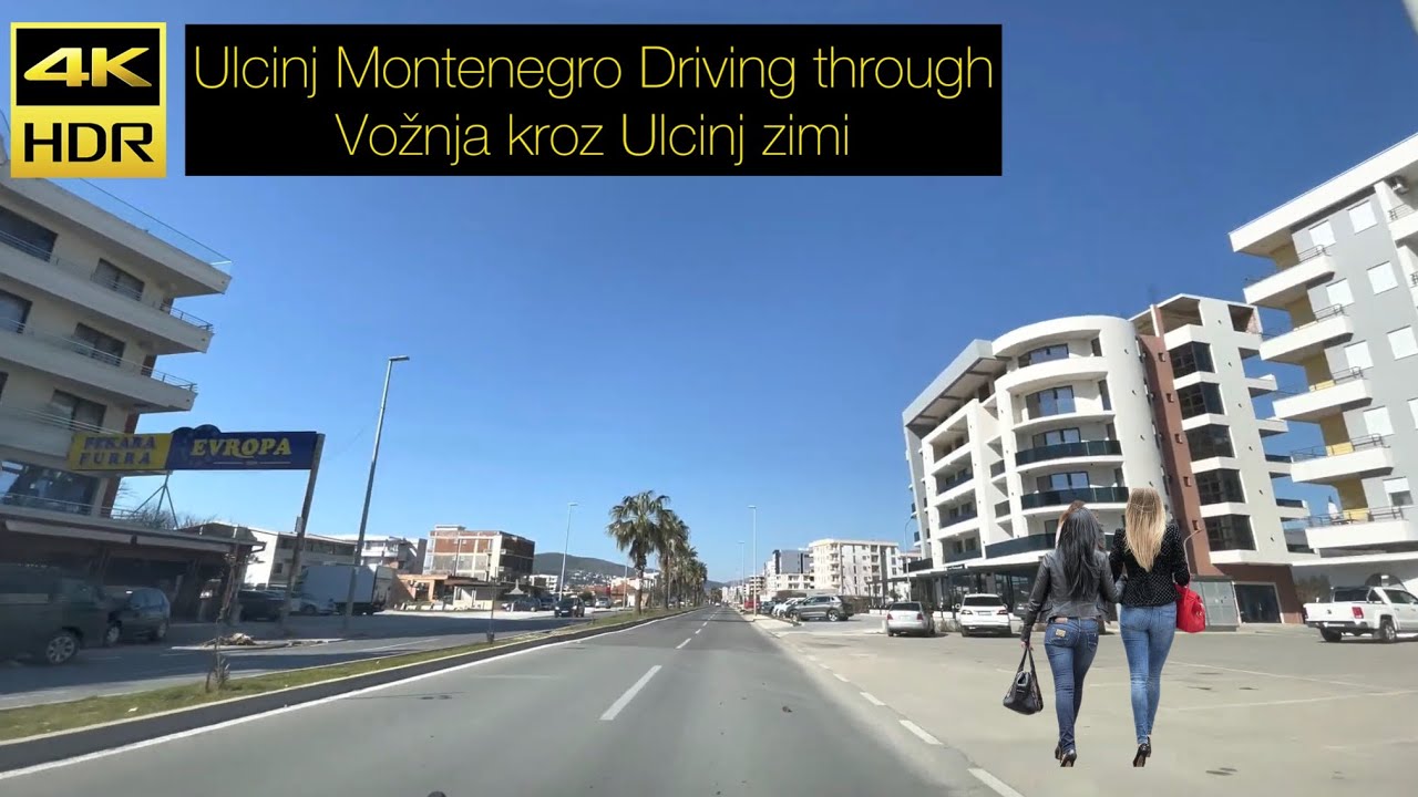Ulcinj Montenegro Crna Gora Driving through, February 2023 - Vožnja kroz Ulcinj zimi