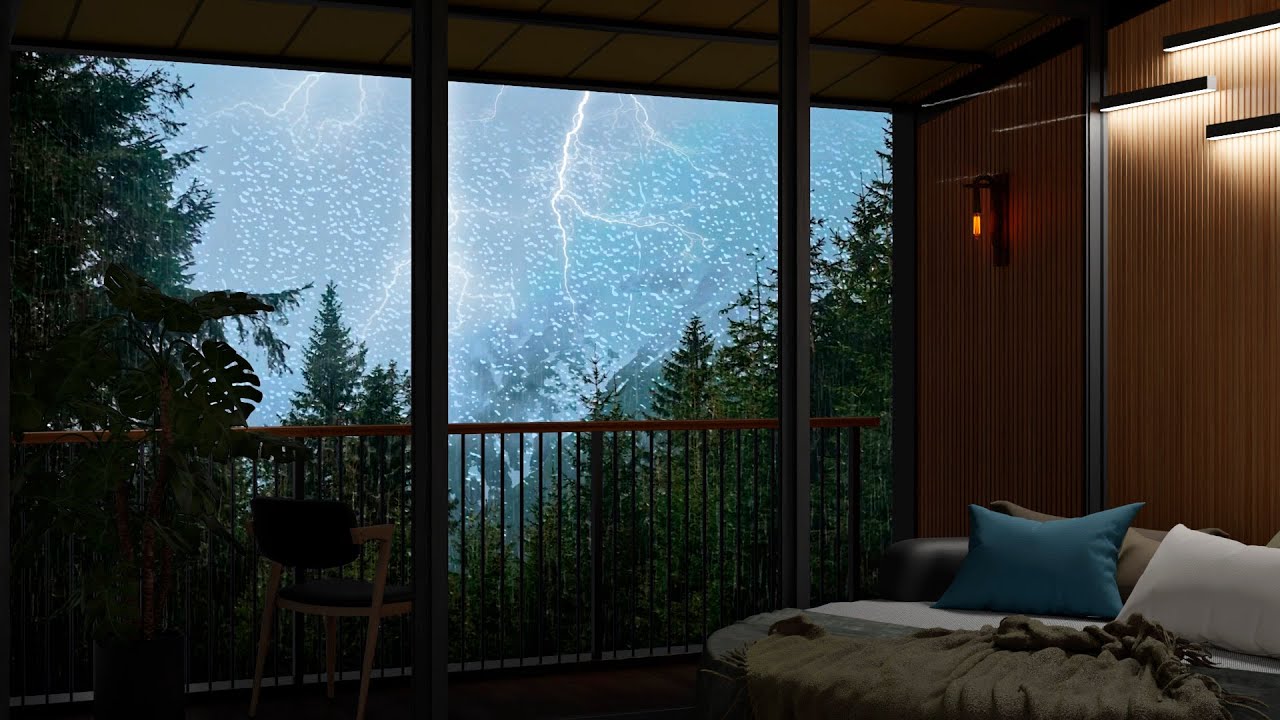 Heavy Rain & Thunder Sounds on Window 🌧️⚡ 4 Hours Deep Sleep & Relaxation #rain #thunder #rainsounds