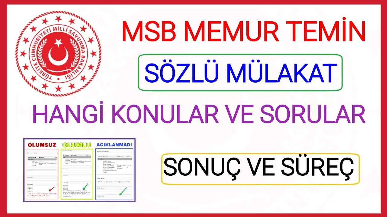 Milli Savunma Bakanlığı Sözlü Mülakatında Hangi  Sorular Sorulur✅MSB Sonuçları Nasıl Nereden Bakılır