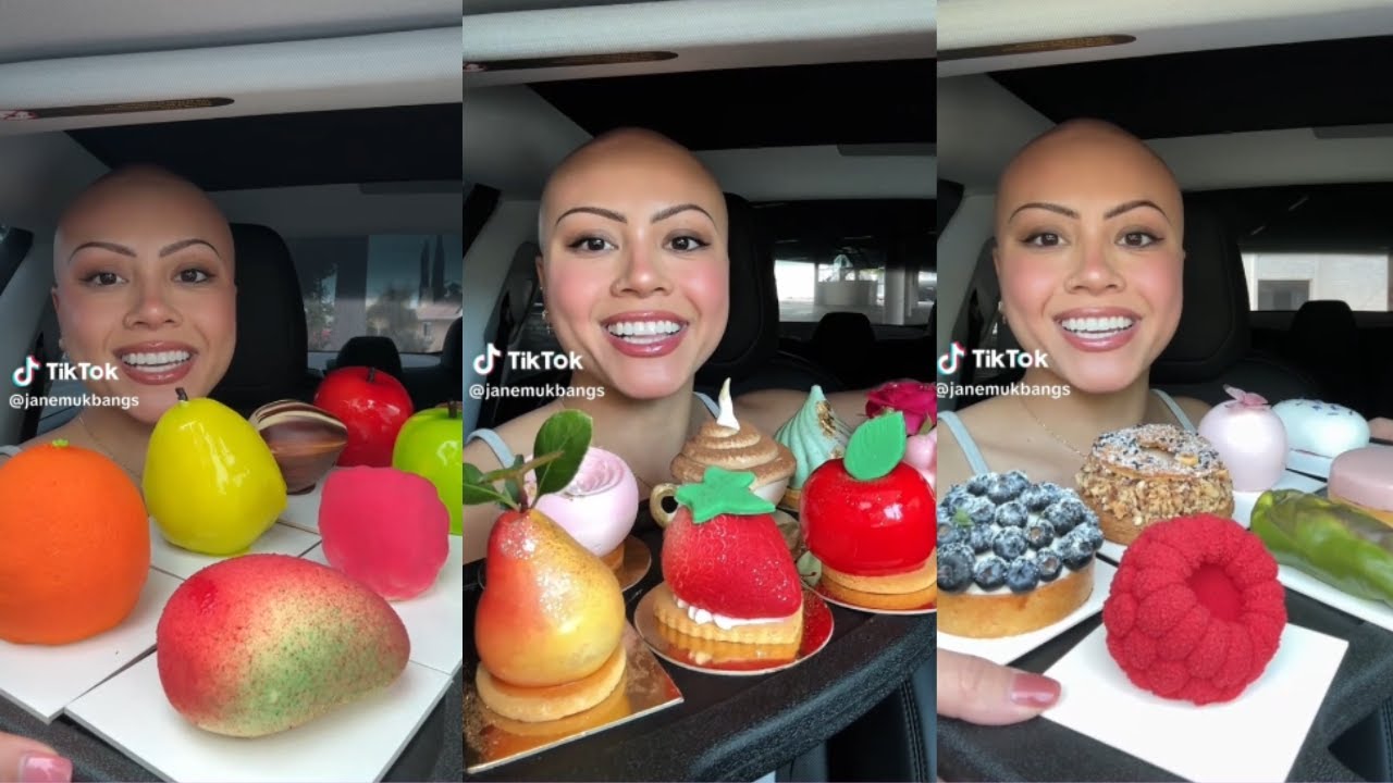 Janemukbangs Trying the Most Beautiful Desserts in LA and Food Mukbang TikTok Compilation