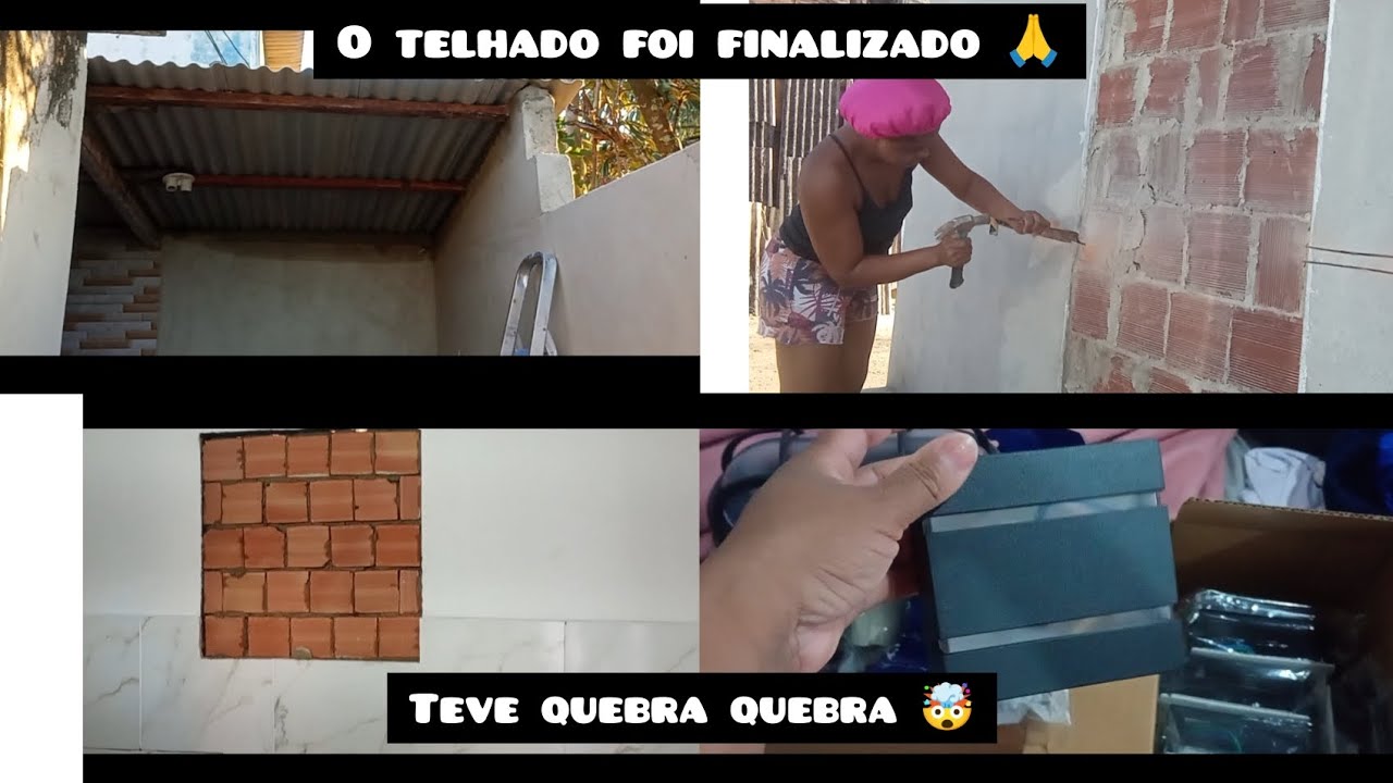 O telhado foi finalizado 🙏/ o embolso da casa tá ✅/amassei as paredes e muito mais...
