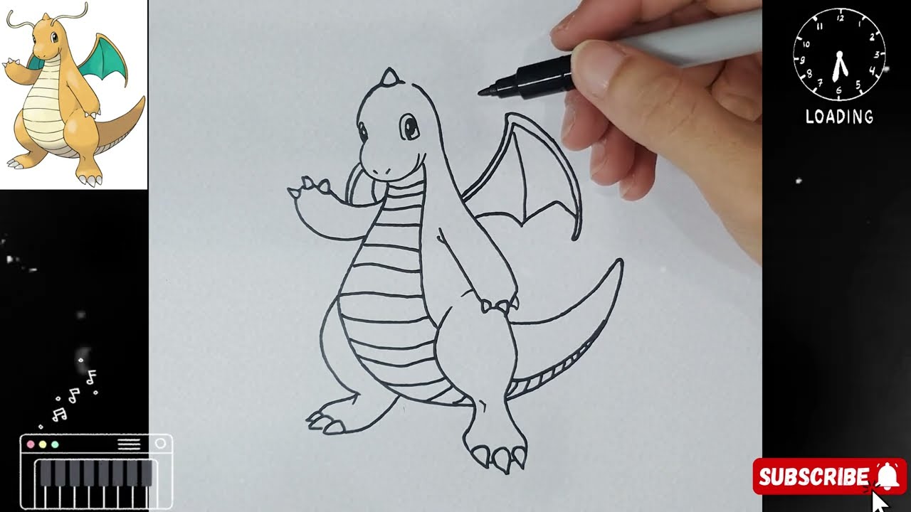 How to draw POKEMON Dragonite step by step
