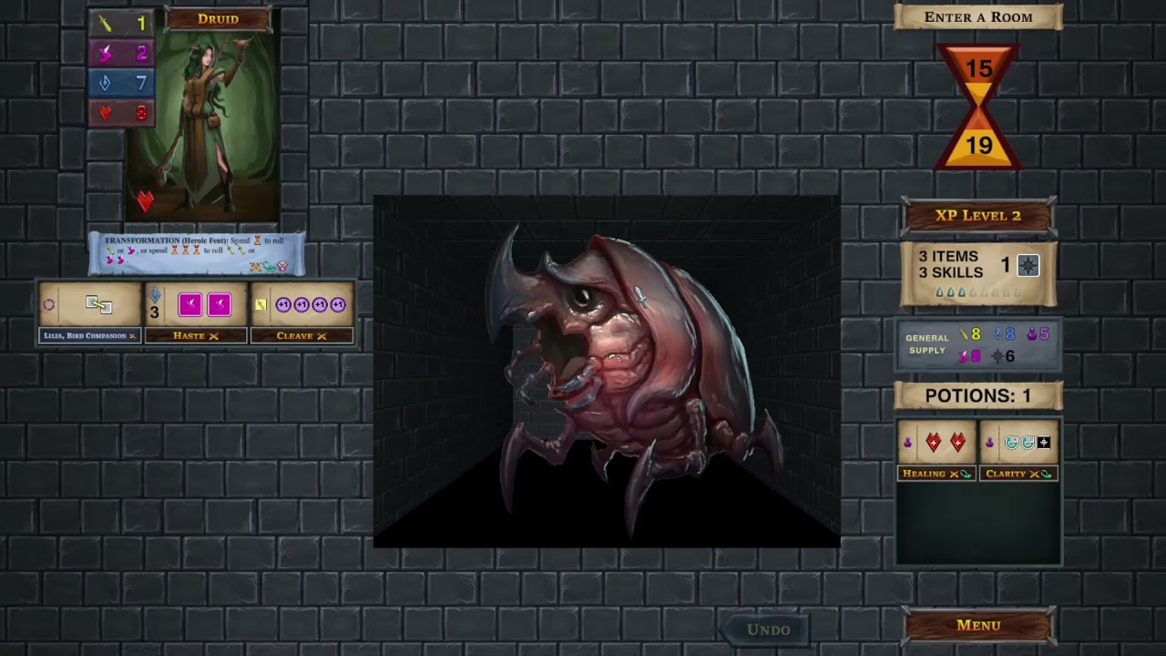 One Deck Dungeon Digital Playthrough 1 - Druid v. Dragon