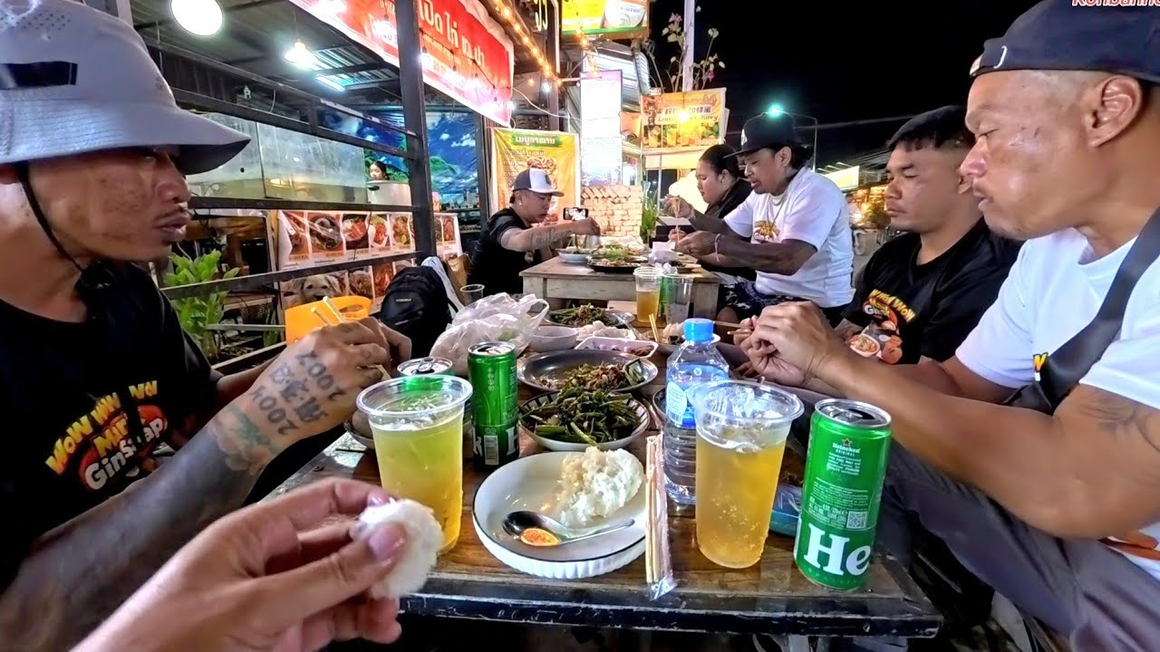 Best Dinner with Lao Deportees and Mark Gin Saap in Vang Vieng, Laos. 