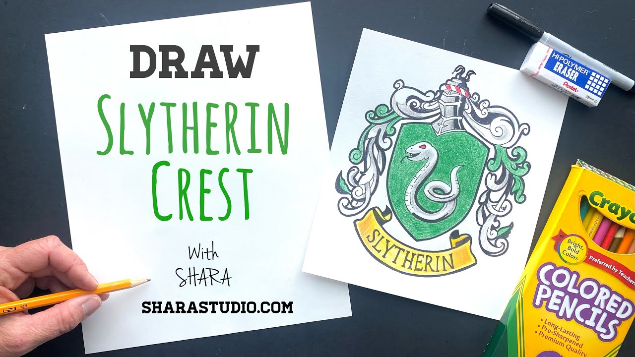 How to draw Slytherin Crest