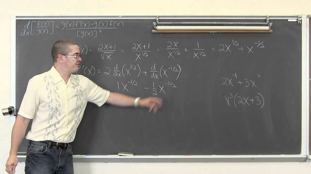 Quotient Rule for Derivatives Calculus 1 AB