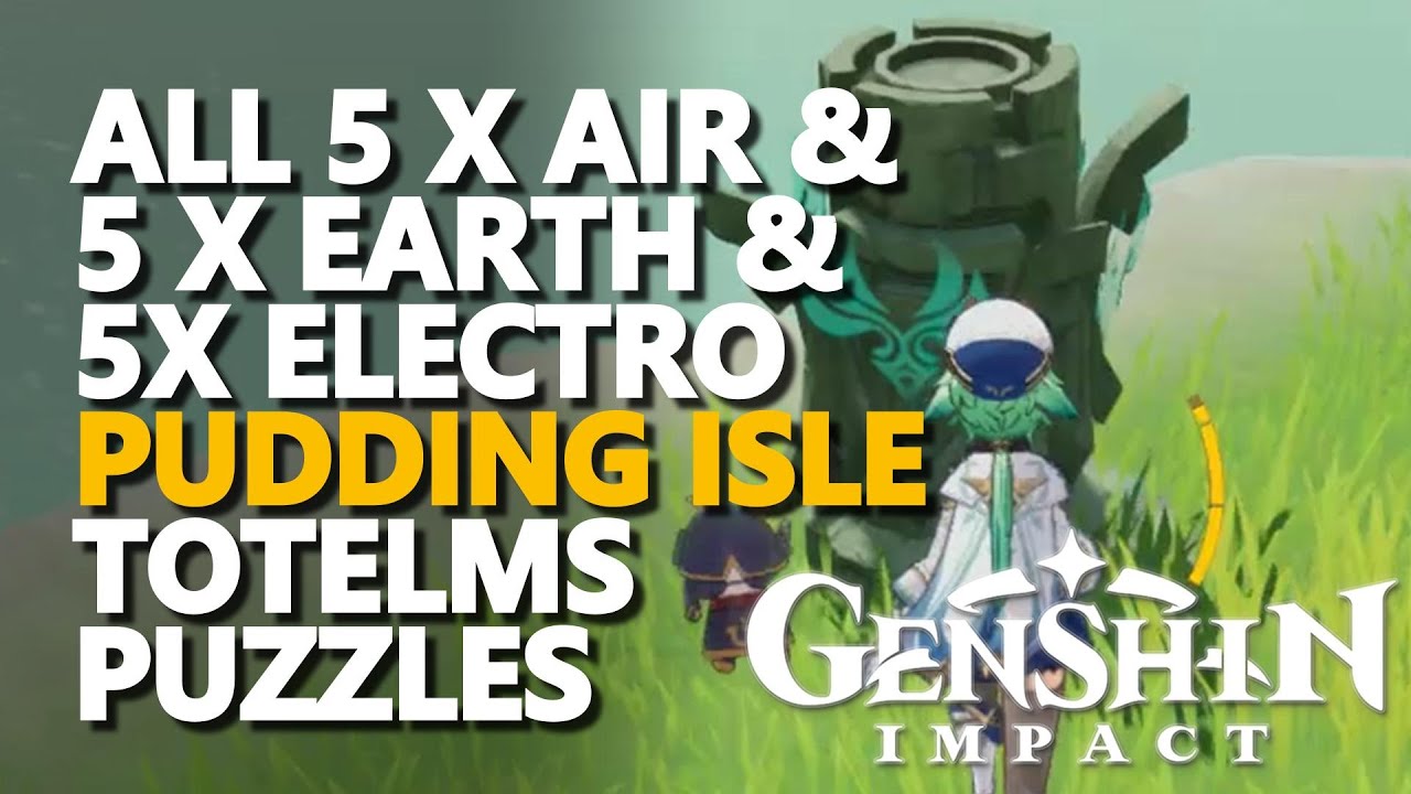 All Air & Earth & Electro Pudding Isle Totems Puzzles Genshin Impact