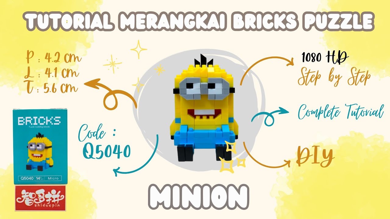 Tutorial DIY Micro Bricks Minion Q5040 (zhiduopin) | How To Build Minion #puzzlead