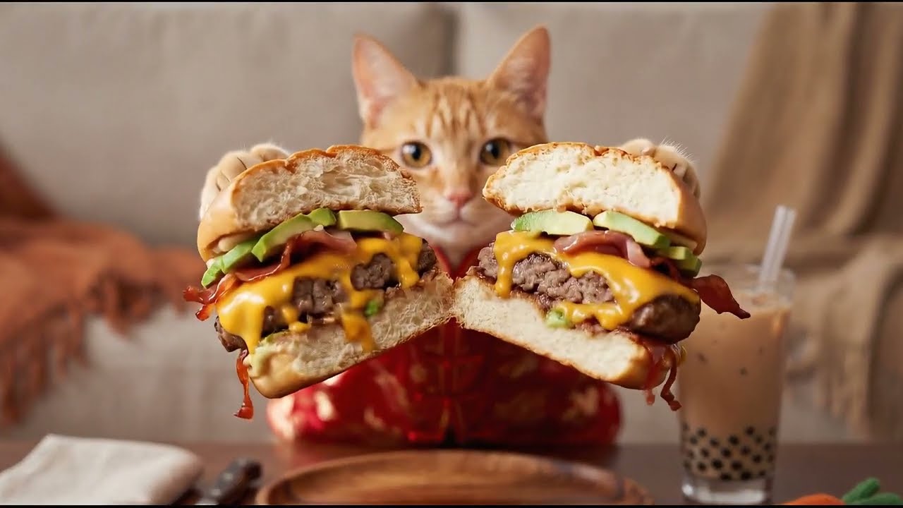 Wearing Tang suits and having a hamburger feast during the New Year新年穿唐装吃汉堡大餐