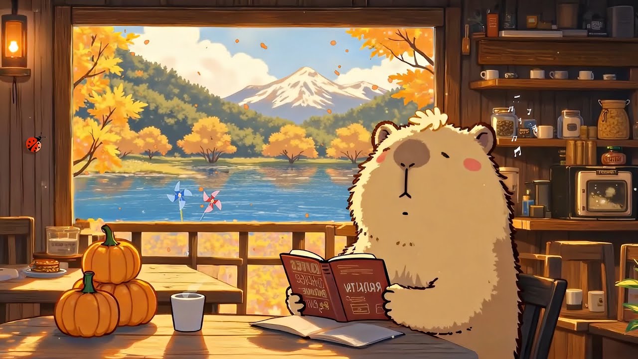 Autumn Cabin by the Lake 🍂 A Cozy Lofi Mix to Study/Relax To