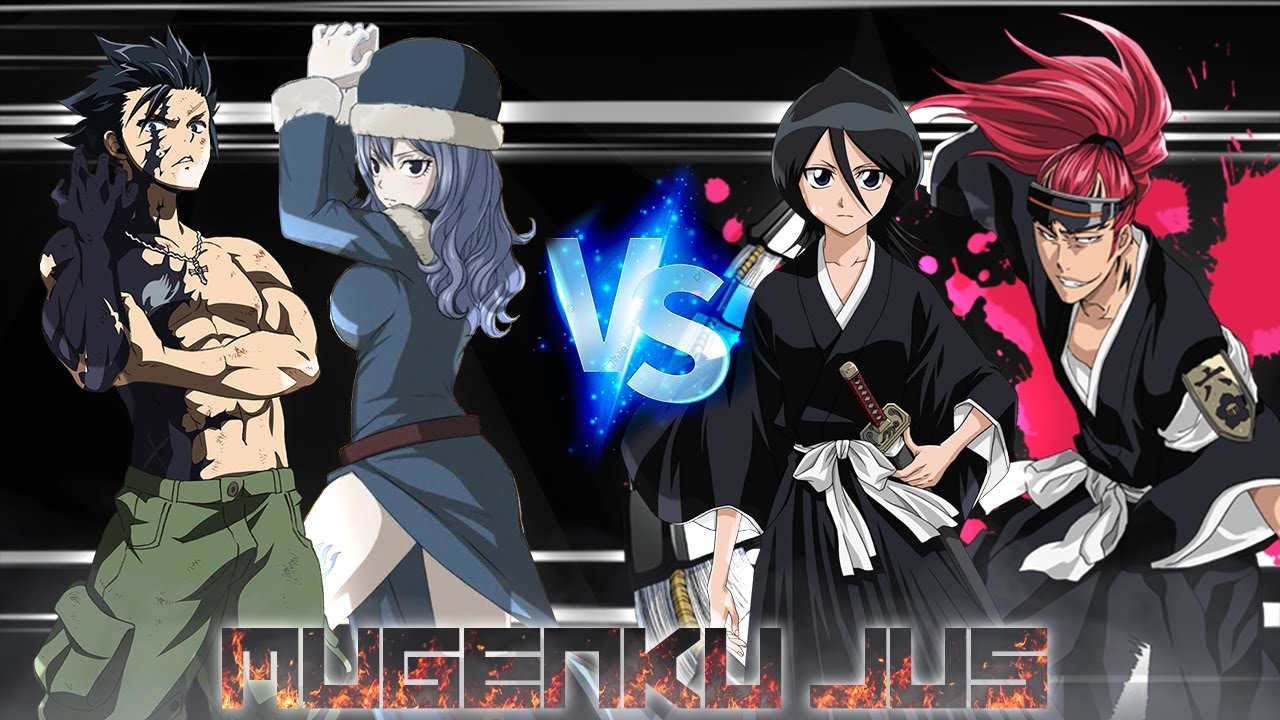 Gray Fullbuster & Juvia vs Rukia & Renji Fairy Tail vs Bleach ANIME MUGEN JUS Team Fight