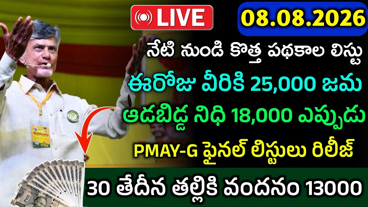 ఏపిలో నేటి నుండి విడుదల అయ్యే పధకాల లిస్టు విడుదల|వీరికి 25,000|ఆడబిడ్డ నిధి పధకం,తల్లికివందనం2026 |