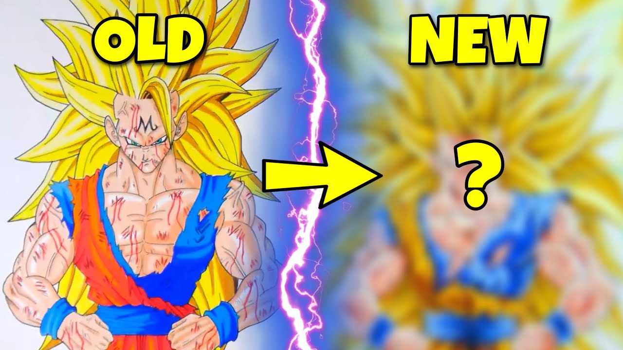 ReDrawing MAJIN GOKU SSj3 from 2015 | HUGE Drawing Evolution