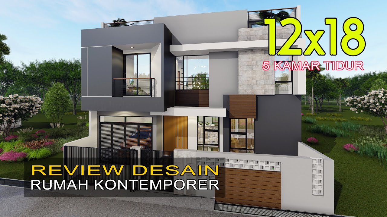 Desain Rumah Bpk. Farid - Cisarua Bogor, Gaya Modern Kontemporer dengan Rooftop dilahan 12x18 Meter