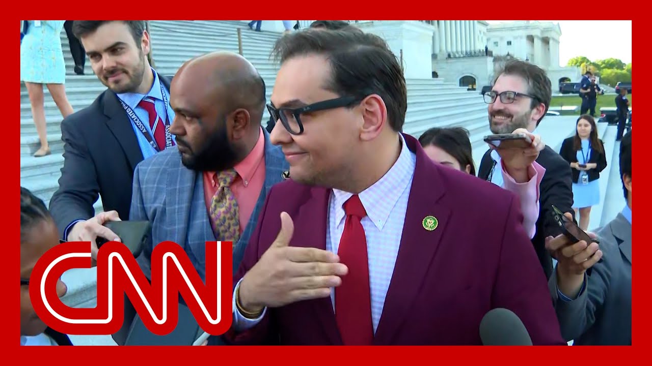 George Santos gets heckled by Congressman on Capitol steps