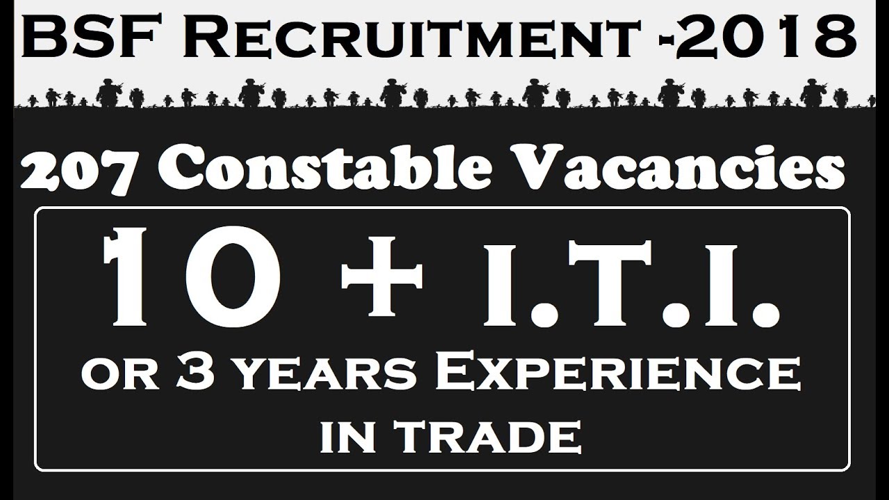 BSF Recruitment 2018 Apply for 207 Job Vacancies