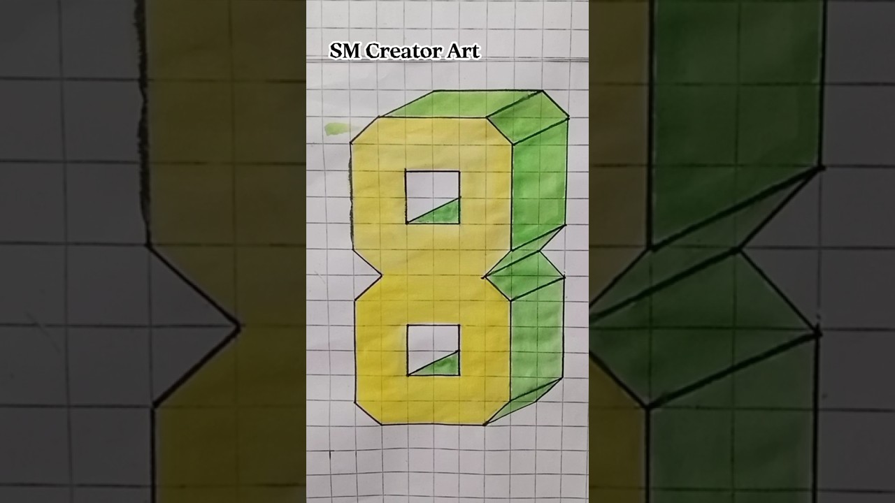 How to draw 3D Number 8 #shorts #youtubeshorts #3ddrawing