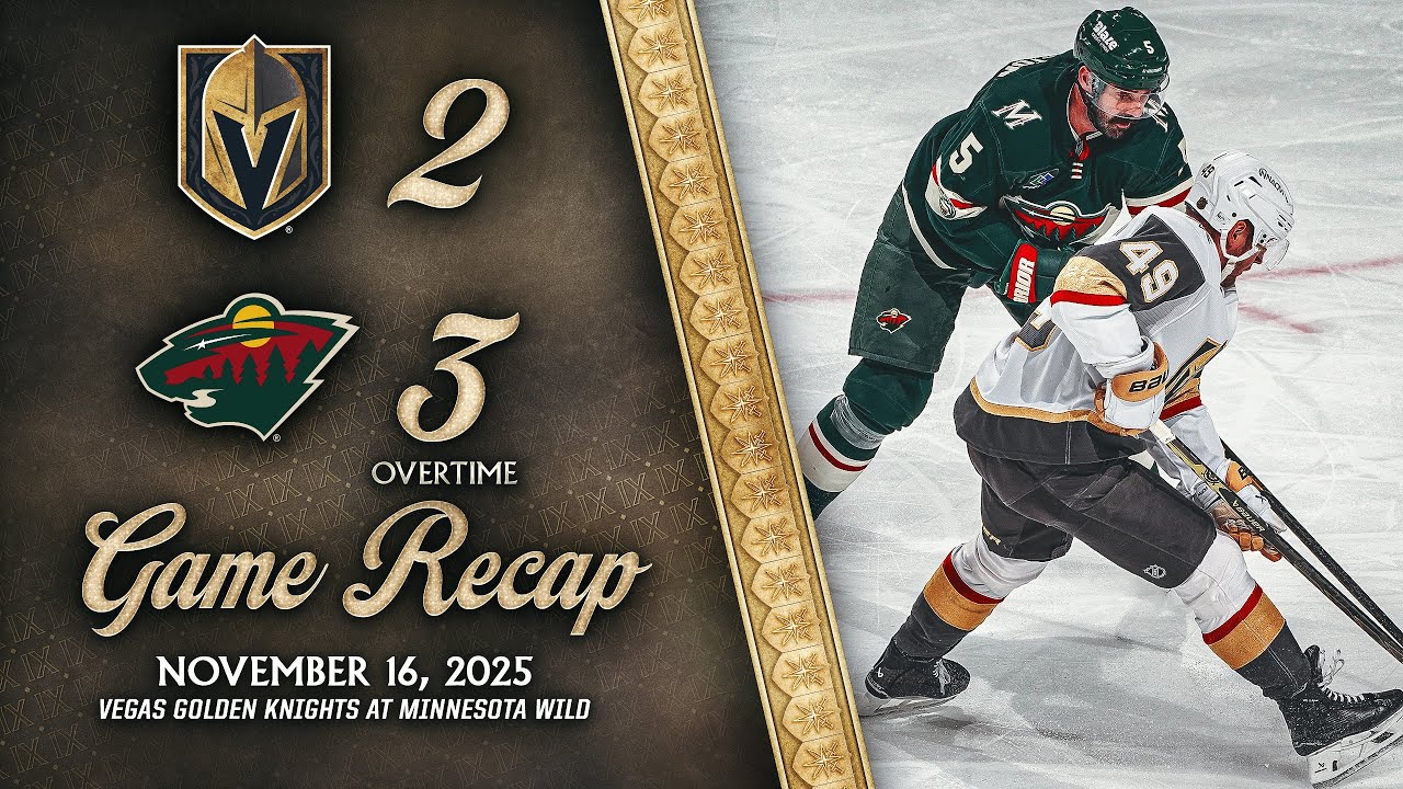 HIGHLIGHTS | Minnesota Wild 3, Vegas Golden Knights 2, OT | Nov. 16, 2025