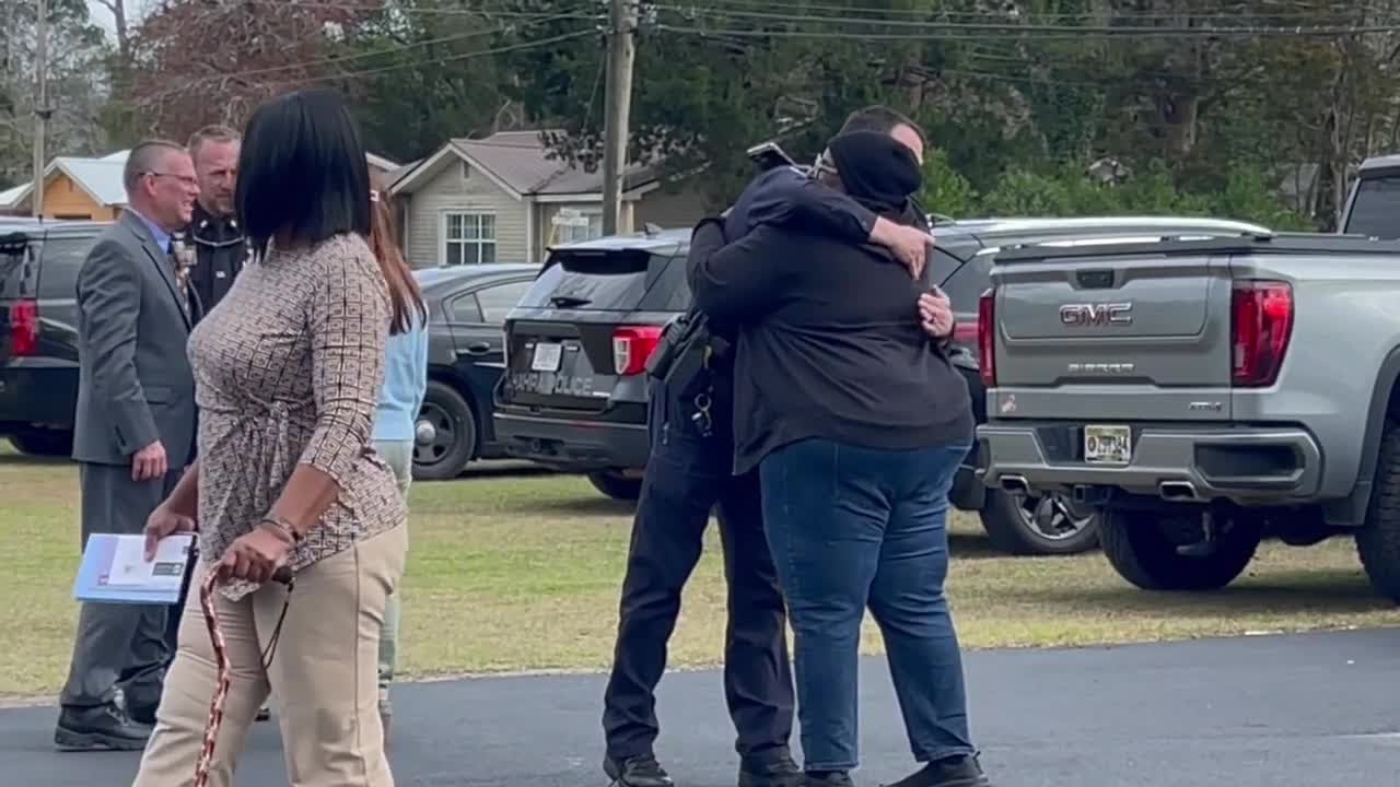 Family, law enforcement remember fallen Hahira officer during public viewing Thursday