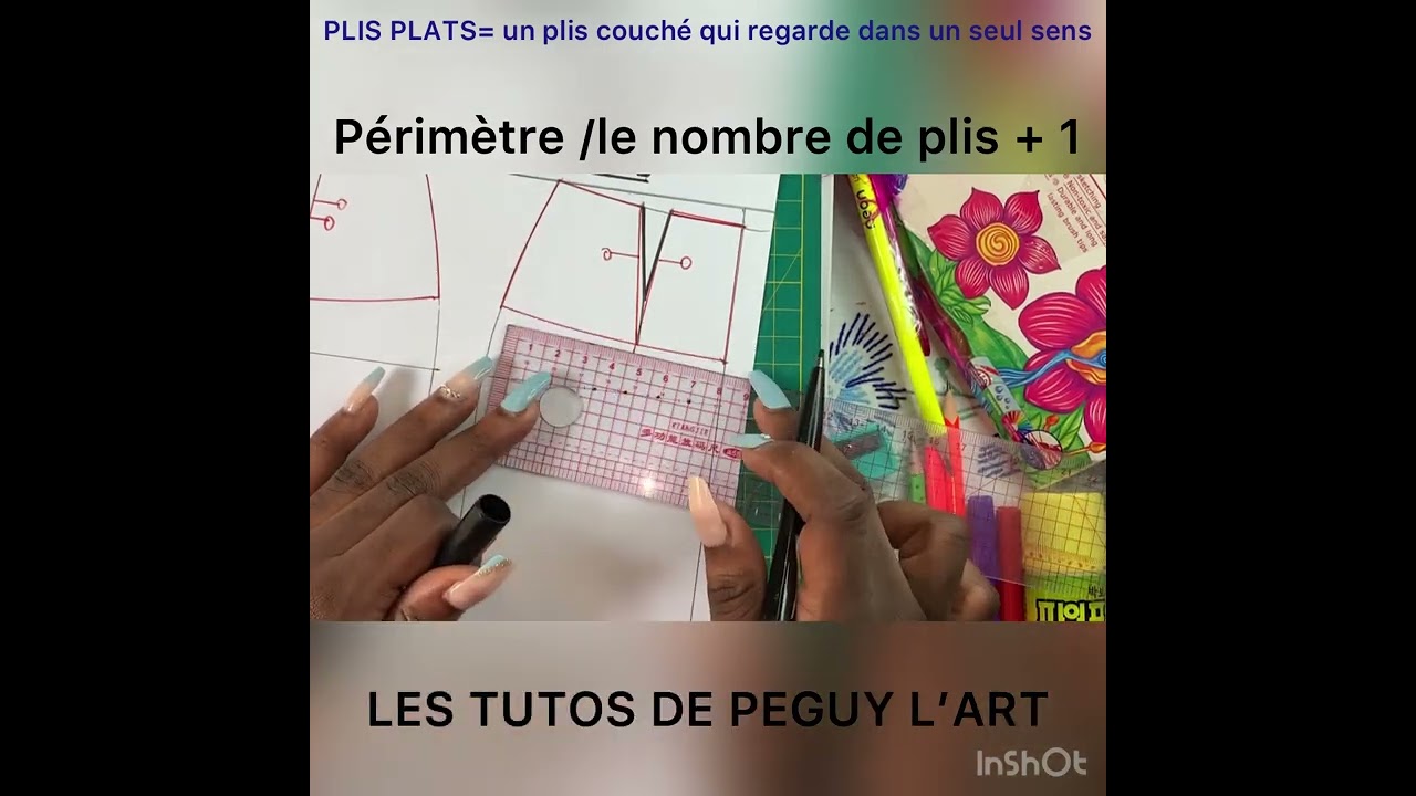 Tracé de la jupe à basque avec plis plats et plis creux. 1 ère partie