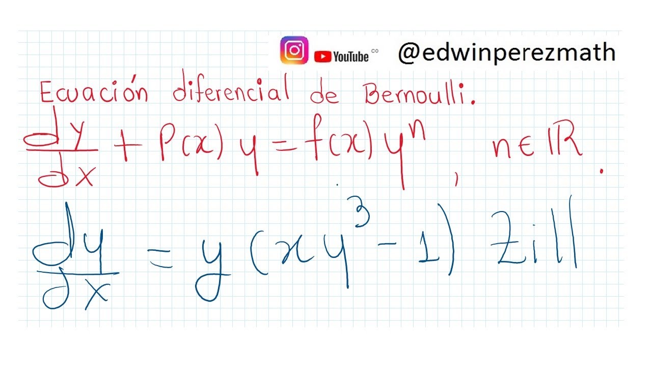 03 dy/dx=y(xy^3-1) Ecuación diferencial de Bernoulli dy/dx+P(x)y=f(x)y^n Sustitución u=y^(1-n). Zill
