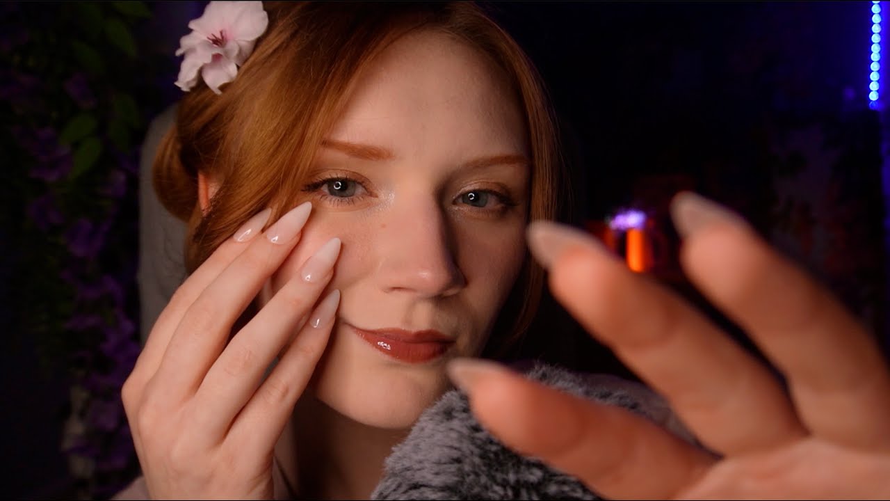 ASMR 💆Slow Face Tracing with Fluffy mic and Clicky Mouth sounds 😴
