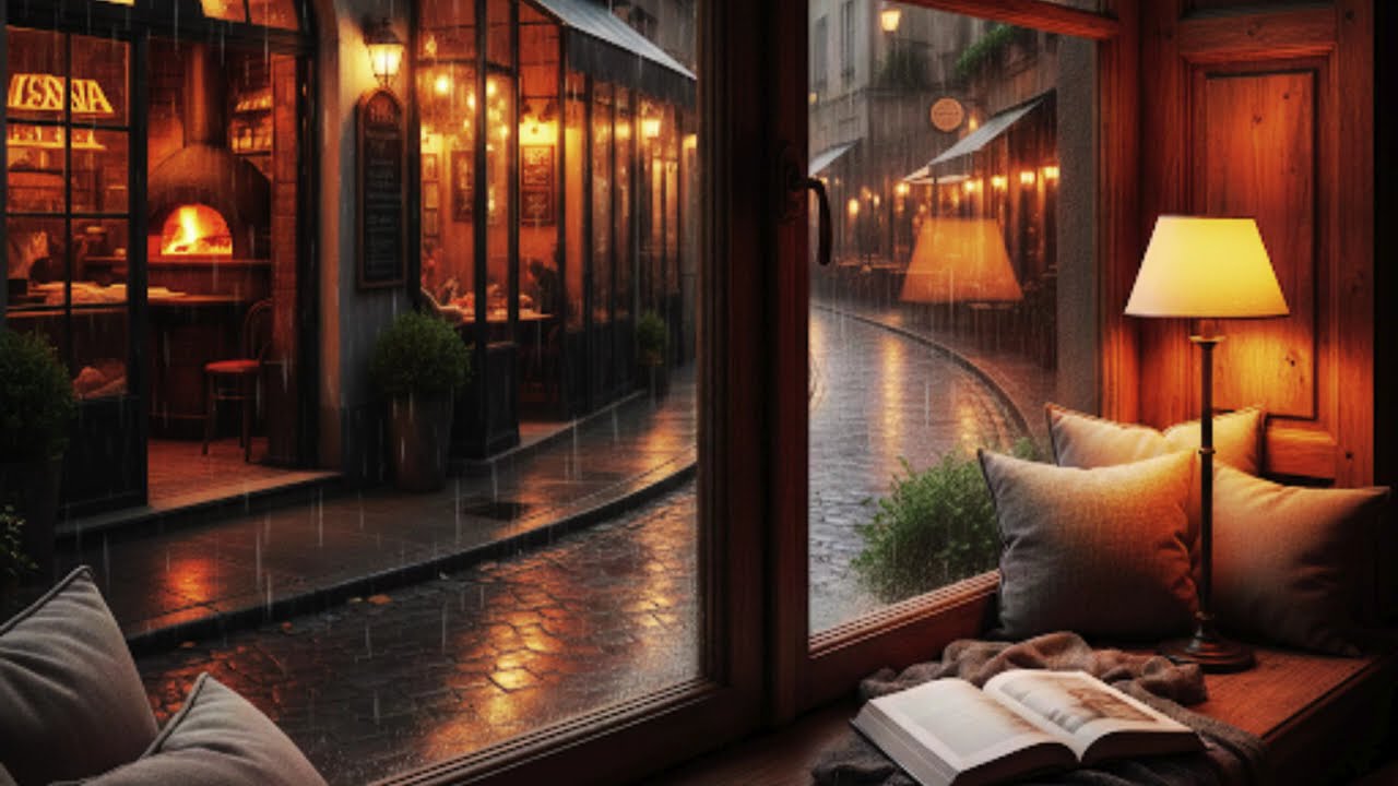 Chuva e Música Calma em uma Rua Relaxante.