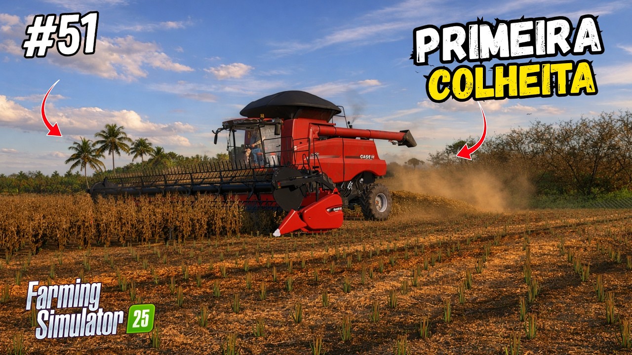 A PRIMEIRA COLHEITA DE SOJA NO CAMPO NOVO - FAZENDA PITANGUEIRA - FARMING SIMULATOR 25 - EP 51
