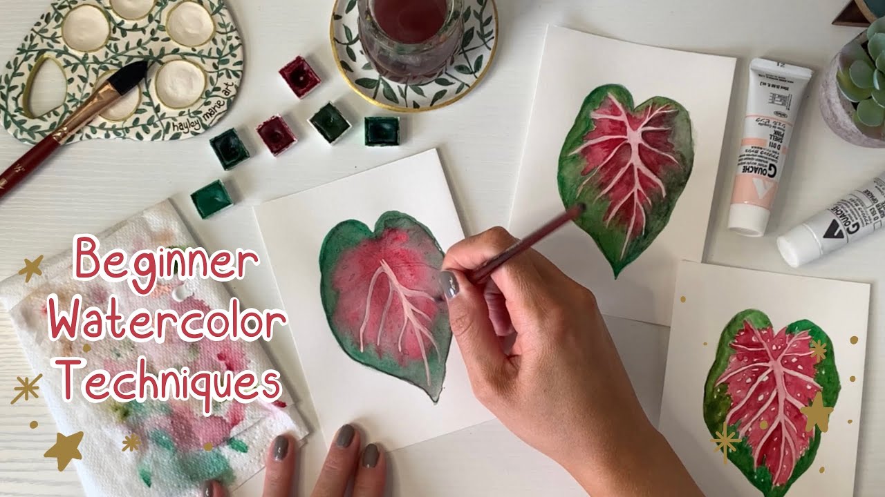 Watercolor Painting Techniques / Creative watercolor painting / Leaf Watercolor Painting Tutorial 🌿