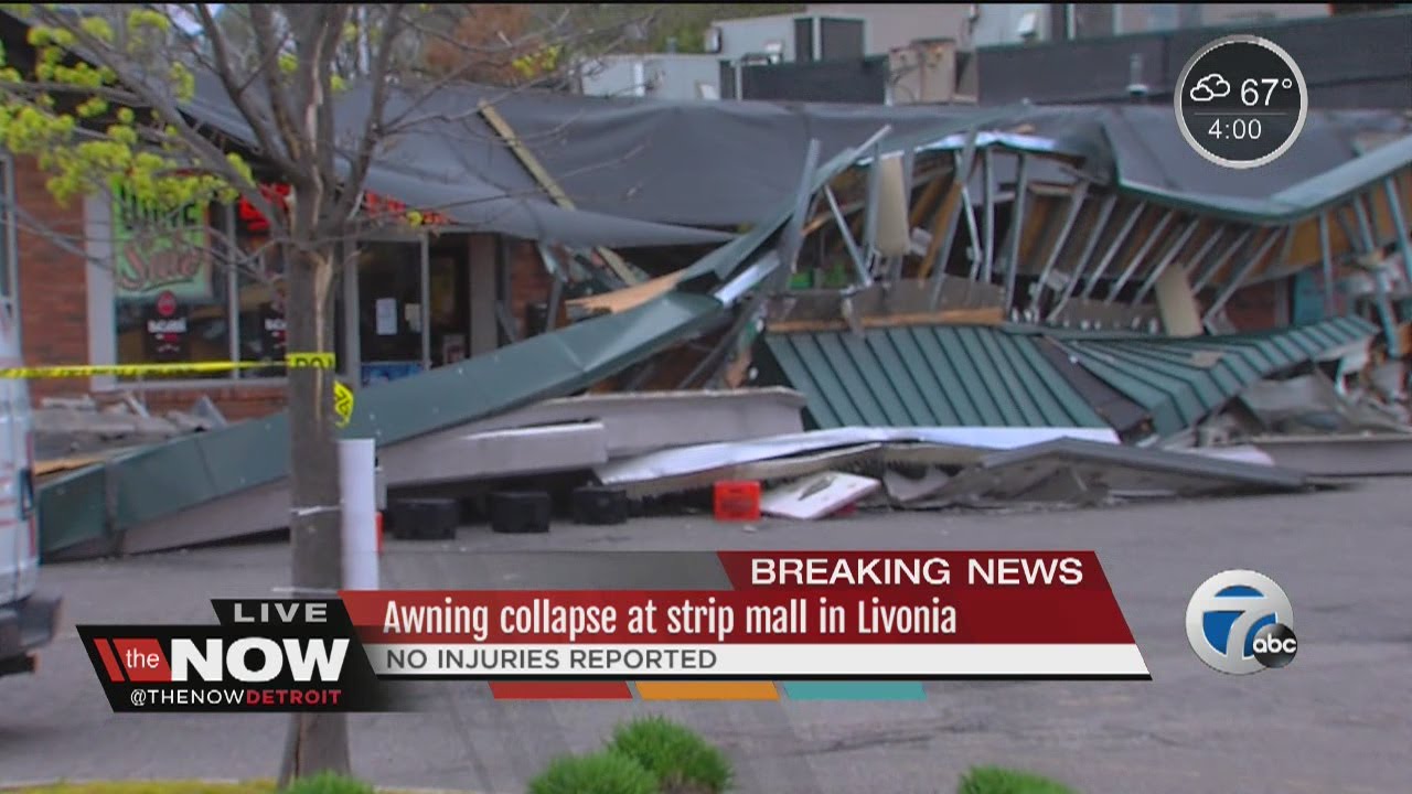 Large awning collapses at Livonia strip mall