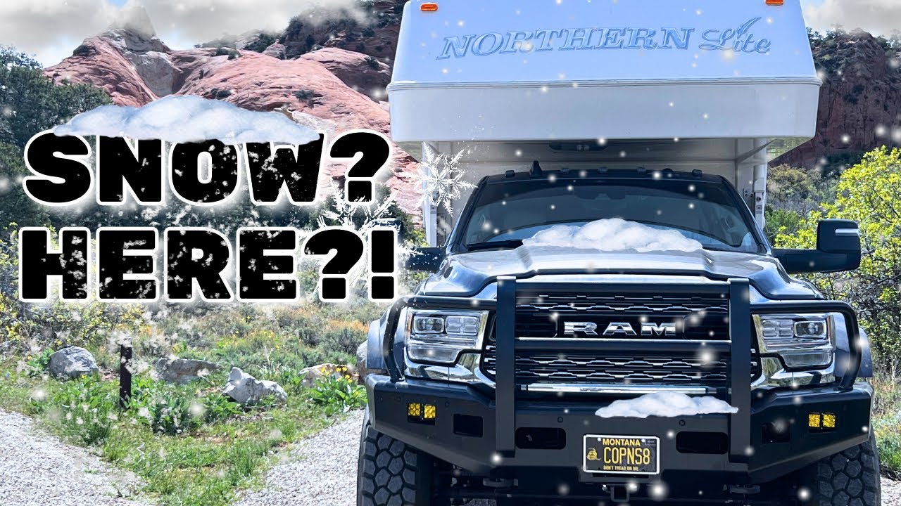 Snow storm in the desert!  Making smoked pork truck camping w/ @worklessenjoylifemore