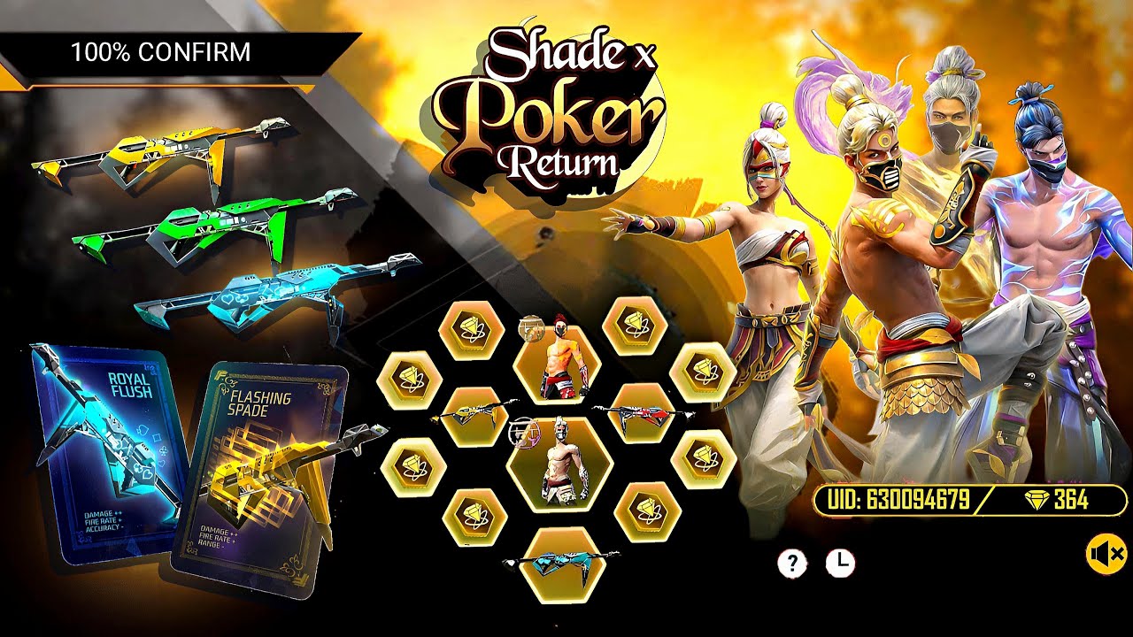 Golden Shade & Poker Mp40 Return Event Free Fire 💥😮| free fire new event | ff new event