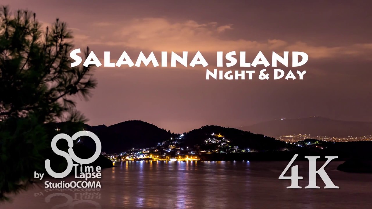 4K Timelapse at Salamina Island + Moonrise, Saronic Gulf, Greece