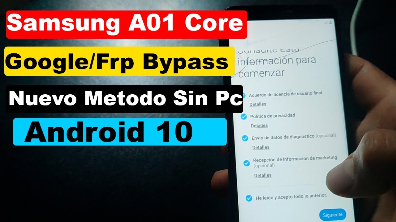 🔐Eliminar Cuenta Google Samsung a01 Core Android 10/SM-A013M🗝️