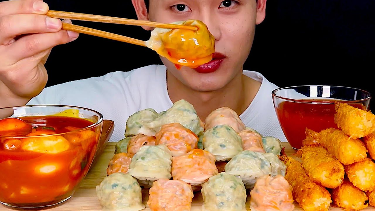 얇은피고기만두 김치만두 새우튀김 국물떡볶이먹방~!!Dumpling Fried Shrimp Tteokbokki MuKBang~!!