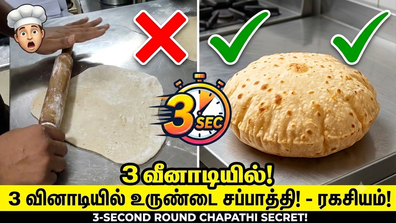 Simple Technique for rolling and rotating for chapatis |tortilla tips 3வினாடியில்  சப்பாத்தி ரவுண்..