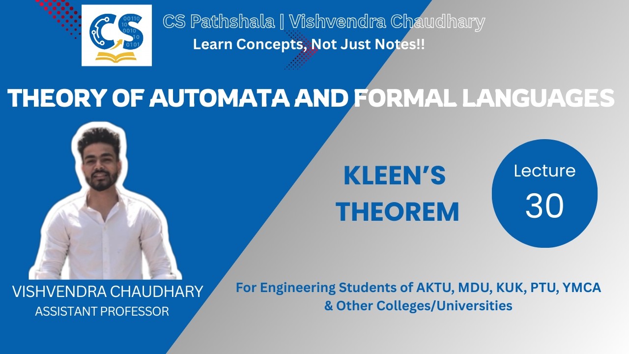 TAFL | Unit-2 | Lecture-30 | Kleen's Theorem | AKTU B.Tech CSE