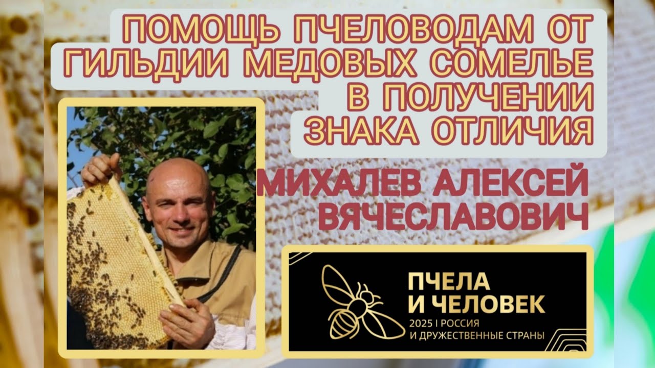 ПОМОЩЬ ПЧЕЛОВОДАМ ОТ ГИЛЬДИИ МЕДОВЫХ СОМЕЛЬЕ В ПОЛУЧЕНИИ ЗНАКА ОТЛИЧИЯ Михалев Алексей Вячеславович