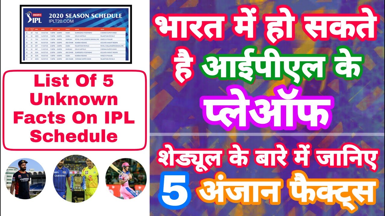 IPL 2020 - List Of 5 Unknown Facts About IPL Schedule , Playoffs In India | MY Cricket Production