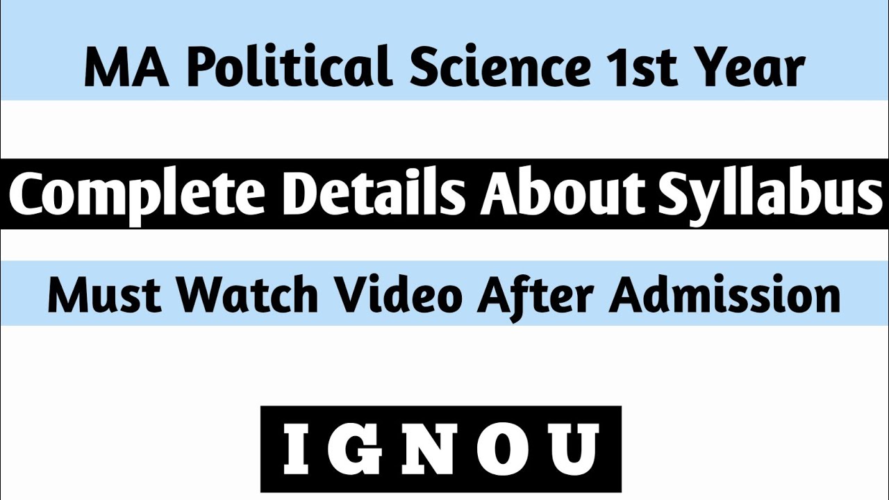 Ignou MA Political Science Syllabus 1st Year || July 2024 and January 2025 session || 7065720747✅